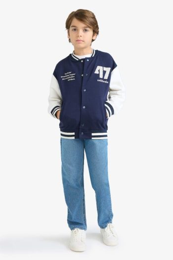 Boys' Printed College Collar Bomber Jacket