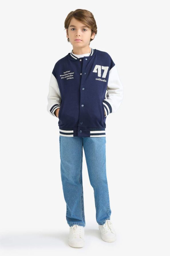 Boys' Printed College Collar Bomber Jacket