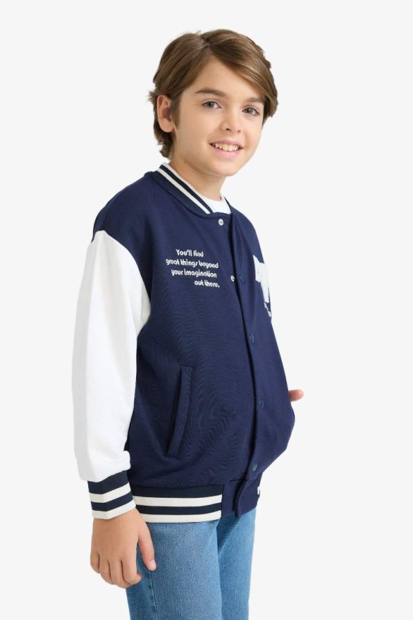 Boys' Printed College Collar Bomber Jacket