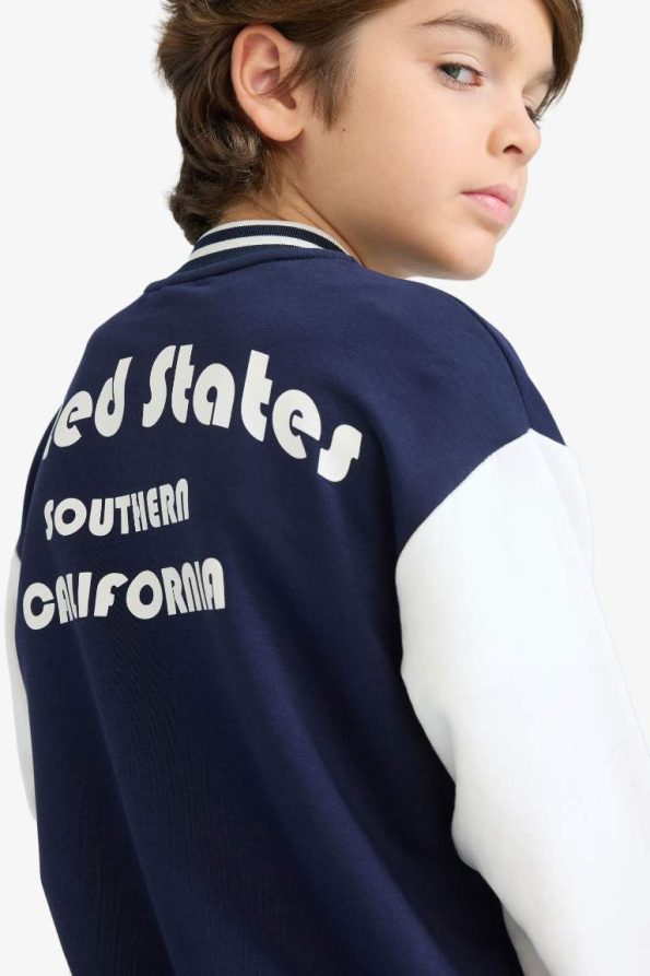 Boys' Printed College Collar Bomber Jacket
