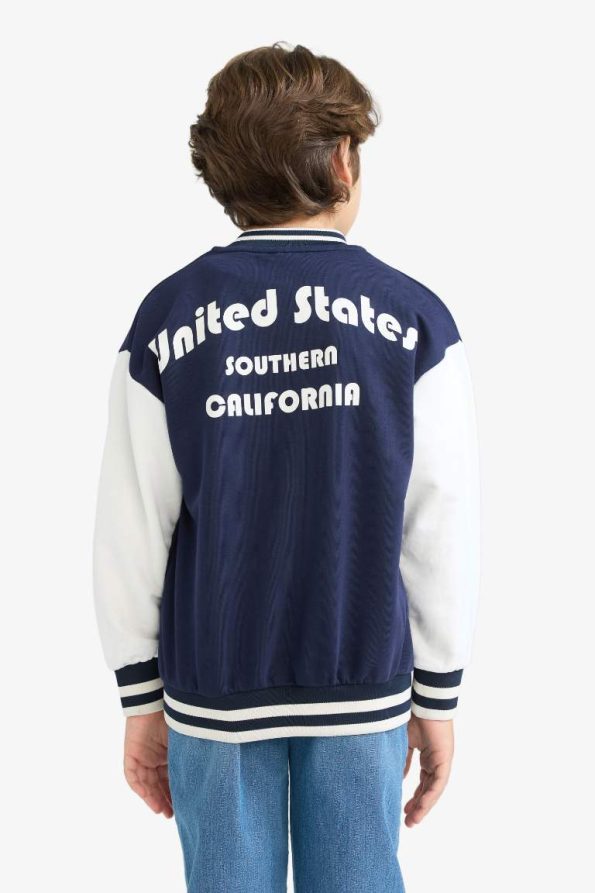 Boys' Printed College Collar Bomber Jacket