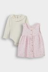 Girls' Baby 2-Piece Set with Snap Long Sleeve Bodysuit and Heart Pattern Dress