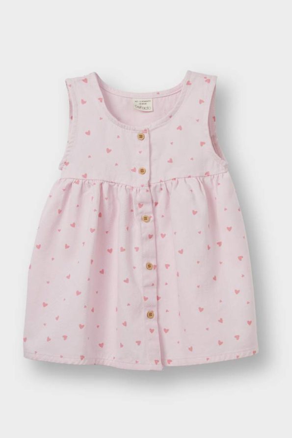 Girls' Baby 2-Piece Set with Snap Long Sleeve Bodysuit and Heart Pattern Dress
