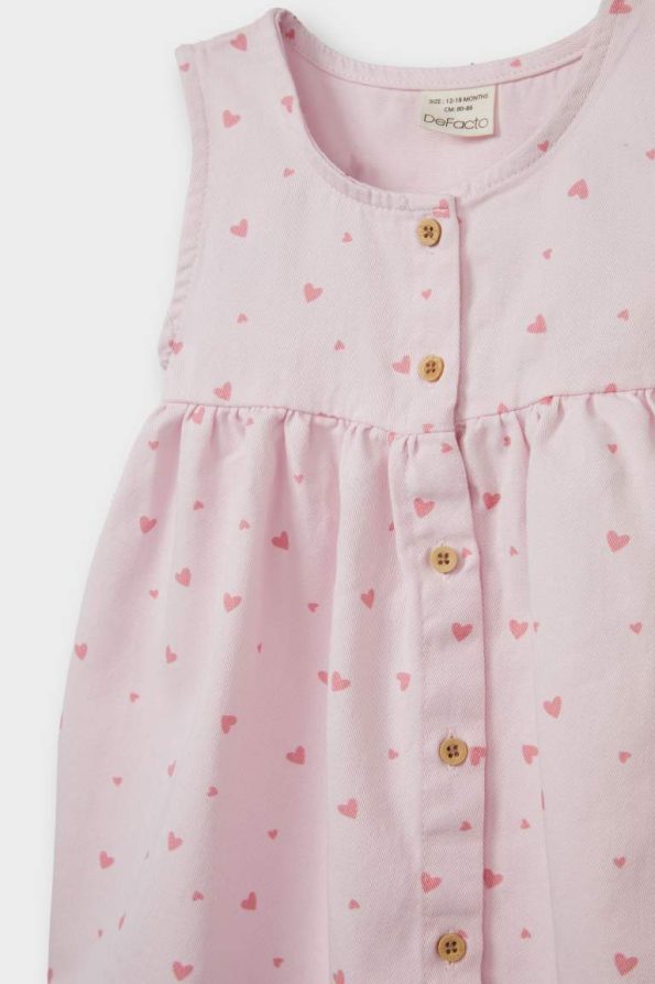 Girls' Baby 2-Piece Set with Snap Long Sleeve Bodysuit and Heart Pattern Dress