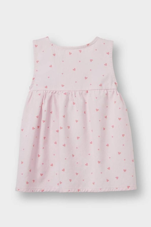 Girls' Baby 2-Piece Set with Snap Long Sleeve Bodysuit and Heart Pattern Dress