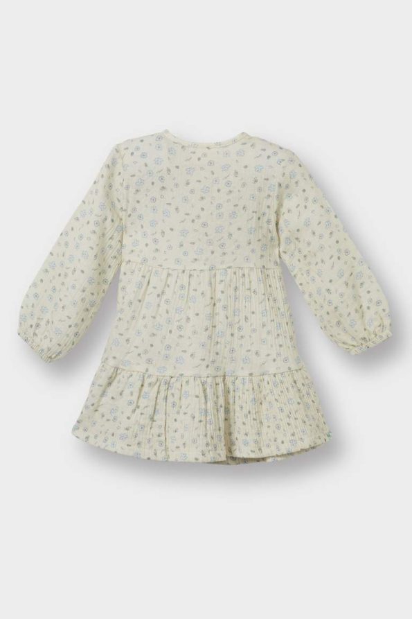 Girls' Floral Long Sleeve Crinkle Dress