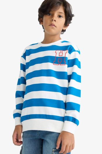 Boys' Striped Crew Neck Sweatshirt