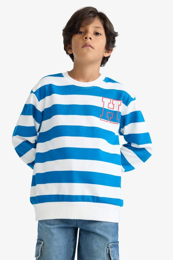 Boys' Striped Crew Neck Sweatshirt