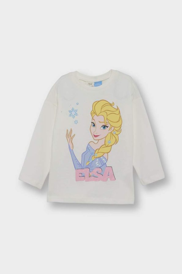 Girls' Frozen Bicycle Neck Long Sleeve T-Shirt