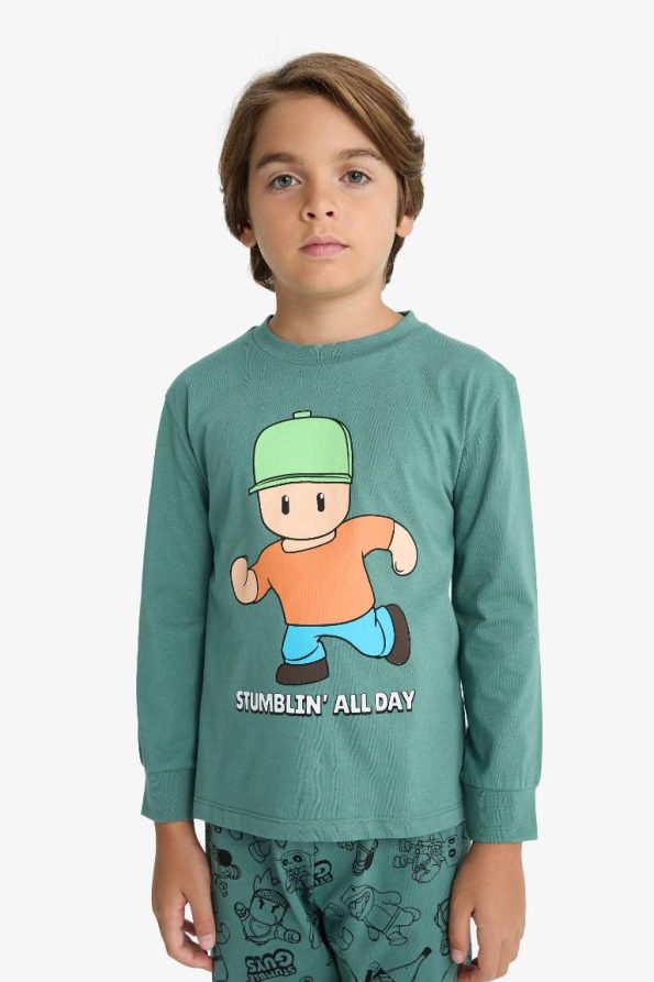 Boys' Stumble Guys Pajama Set with Long Sleeve Top and Pants