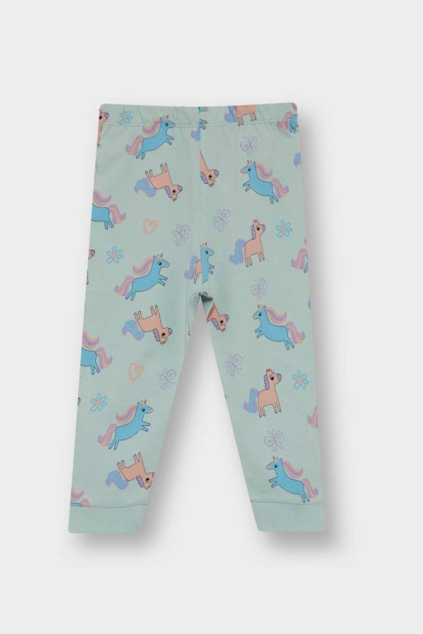 Girls' 4-Piece Unicorn Print Long Sleeve Pajama Set