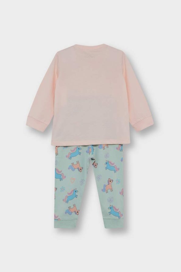 Girls' 4-Piece Unicorn Print Long Sleeve Pajama Set