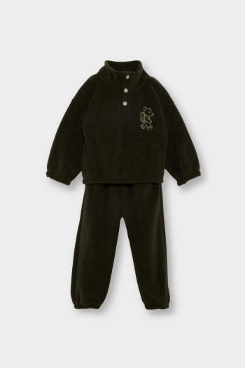 Boys' Embroidered Fleece 2-Piece Set with Buttoned Sweatshirt and Jogger Pants