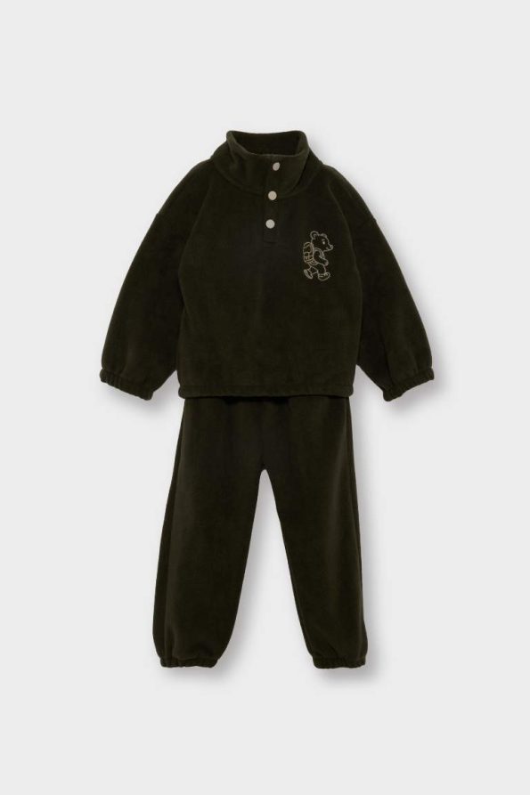 Boys' Embroidered Fleece 2-Piece Set with Buttoned Sweatshirt and Jogger Pants