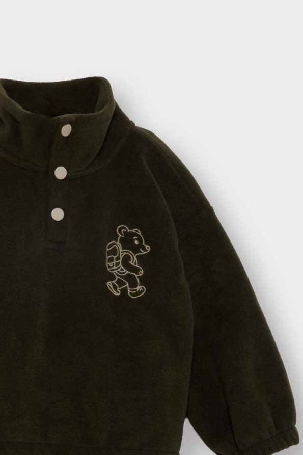 Boys' Embroidered Fleece 2-Piece Set with Buttoned Sweatshirt and Jogger Pants