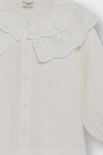 Girls' Baby Large Collar Twill Long Sleeve Shirt