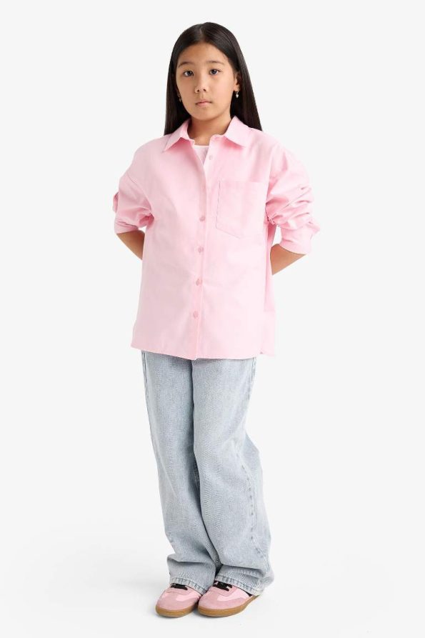 Girls' Two-Piece School Oxford Long Sleeve Shirt Set