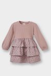 Girls' Floral Long Sleeve Ribbed Dress