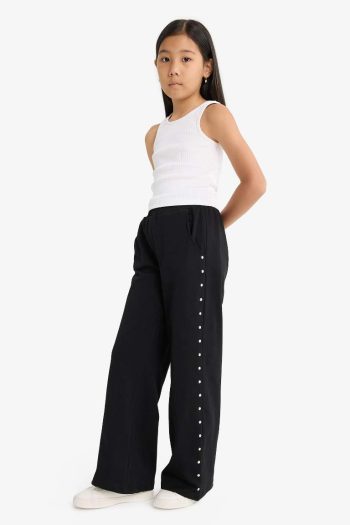 Girls' Wide Leg Elastic Waist Sweatpants