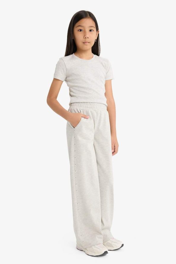 Girls' Elastic Waist Wide Leg Sweatpants