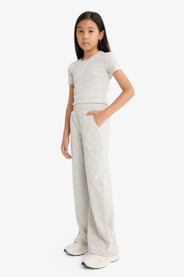 Girls' Elastic Waist Wide Leg Sweatpants