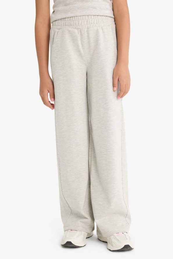 Girls' Elastic Waist Wide Leg Sweatpants