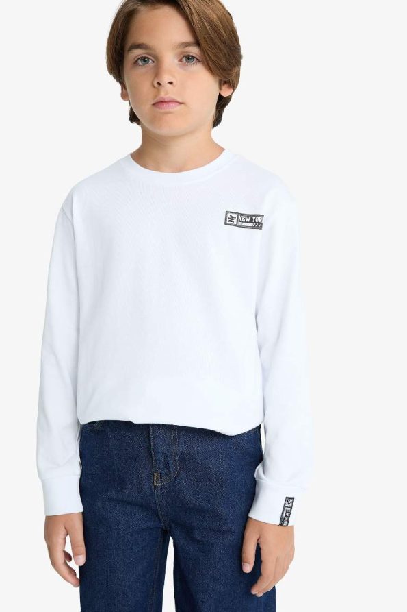 Boys' Printed Long Sleeve Crew Neck T-Shirt
