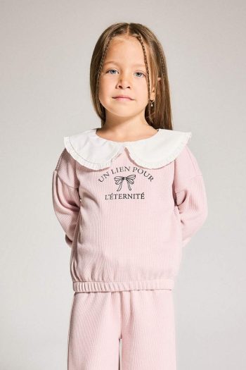 Girls' Baby Standard Fit Big Collar Printed Sweatshirt