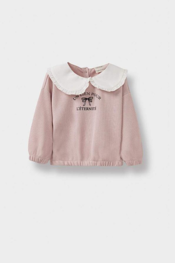 Girls' Baby Standard Fit Big Collar Printed Sweatshirt