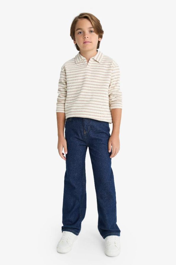 Boys' Striped Long Sleeve Polo Shirt