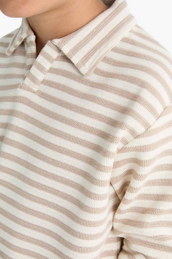 Boys' Striped Long Sleeve Polo Shirt