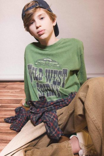 Boys' Printed Long Sleeve Crew Neck T-Shirt