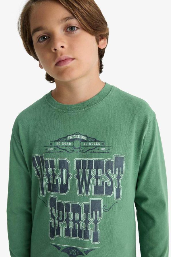 Boys' Printed Long Sleeve Crew Neck T-Shirt