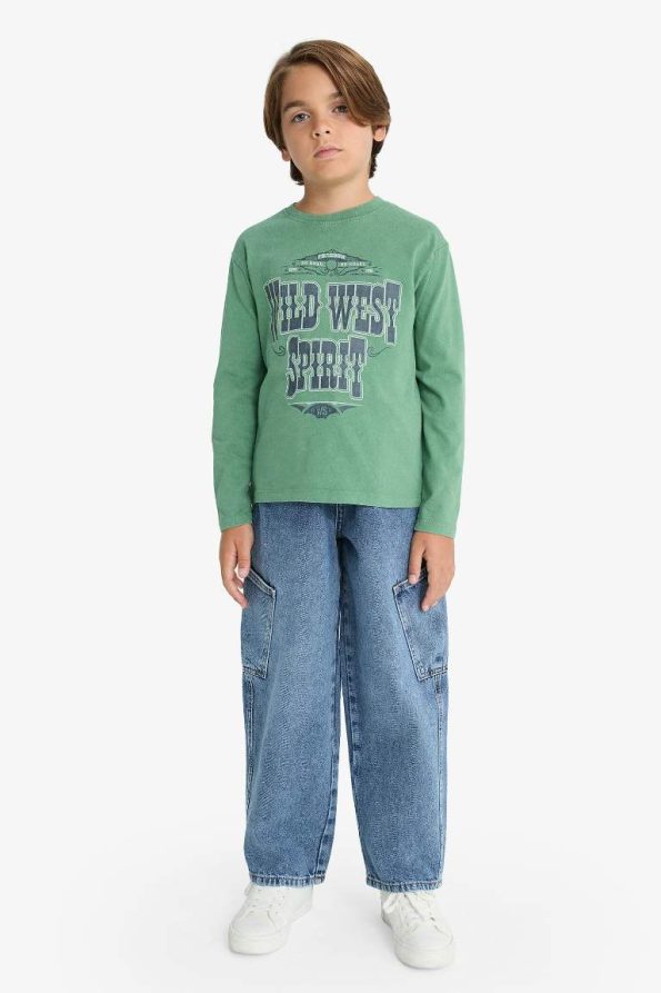 Boys' Printed Long Sleeve Crew Neck T-Shirt