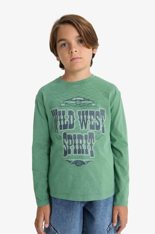 Boys' Printed Long Sleeve Crew Neck T-Shirt