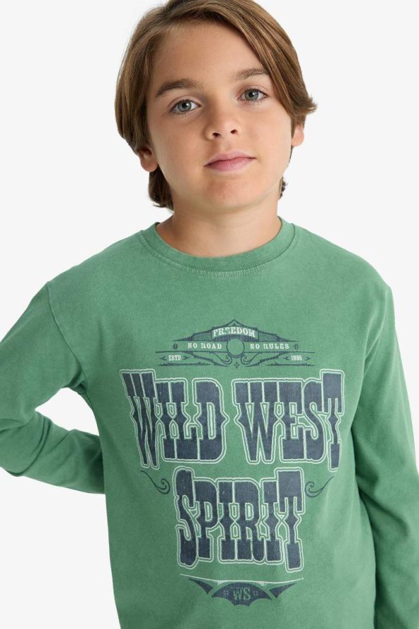 Boys' Printed Long Sleeve Crew Neck T-Shirt