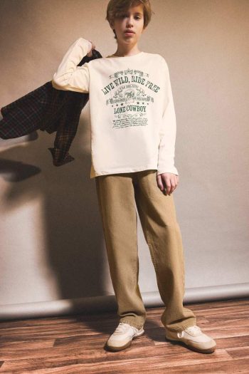 Boys' Printed Long Sleeve Crew Neck T-Shirt