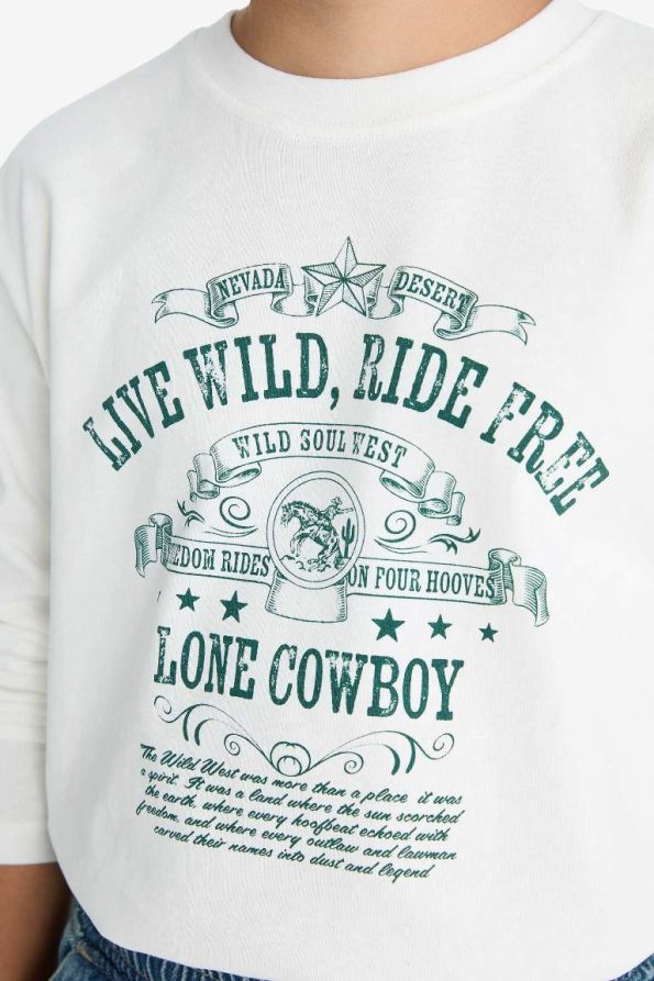 Boys' Printed Long Sleeve Crew Neck T-Shirt