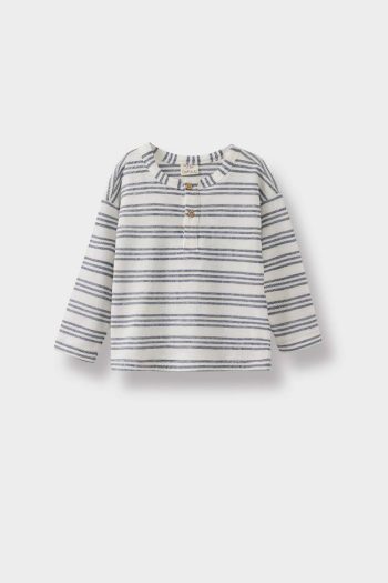 Boys' Striped Long Sleeve T-Shirt with Crew Neck