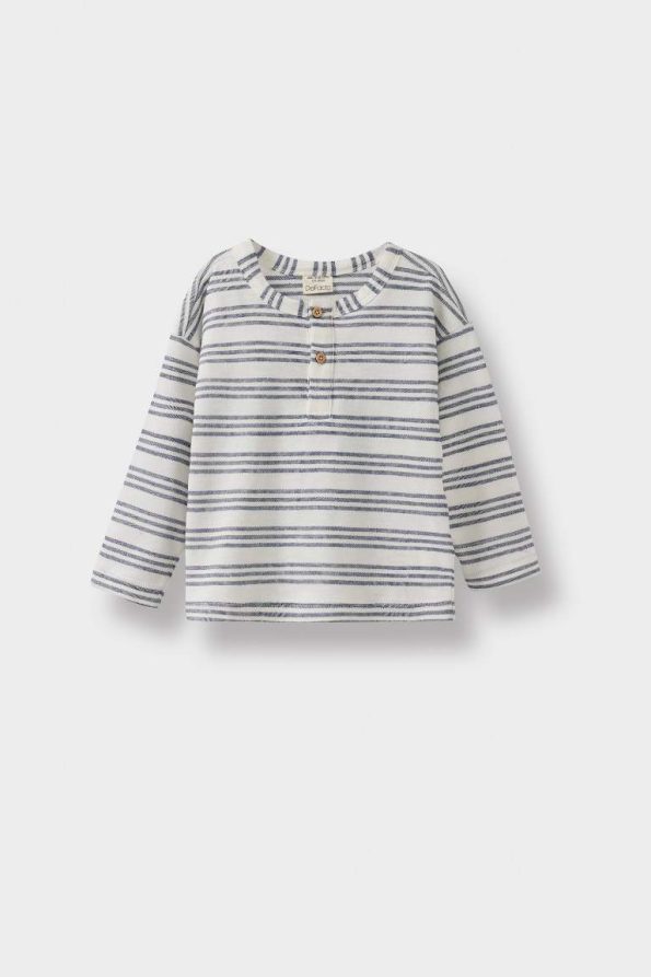 Boys' Striped Long Sleeve T-Shirt with Crew Neck