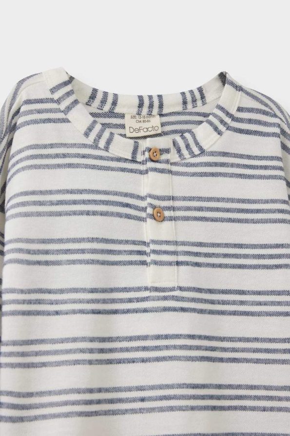 Boys' Striped Long Sleeve T-Shirt with Crew Neck