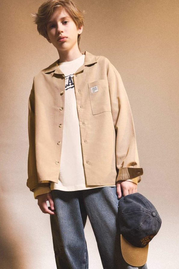Boys' Oversized Fit Long Sleeve Polo Shirt