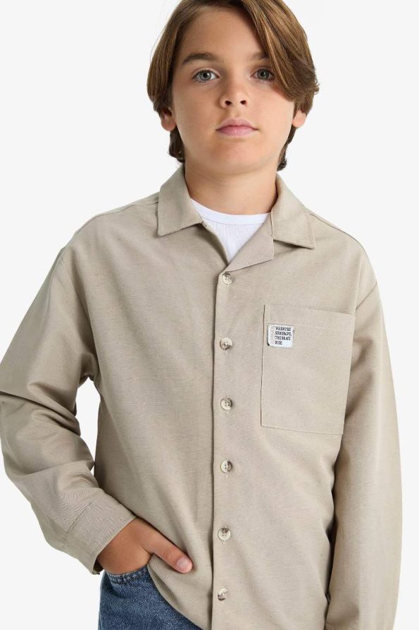 Boys' Oversized Fit Long Sleeve Polo Shirt
