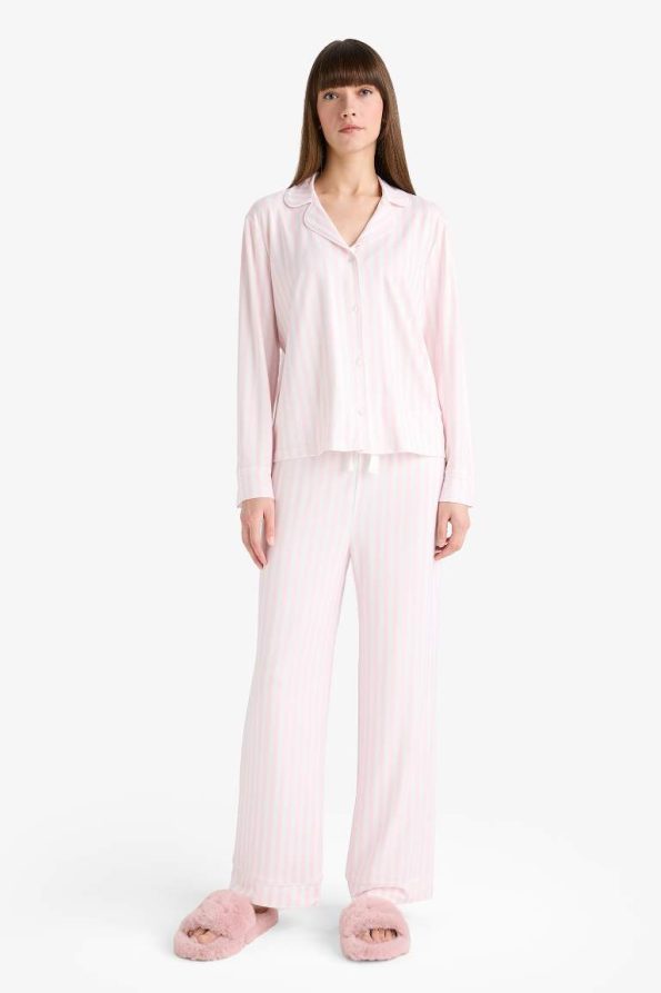 Regular Fit Striped Long Sleeve Pajama Set