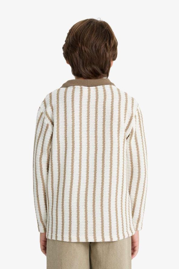 Boys' Striped Polo Collar Sweatshirt