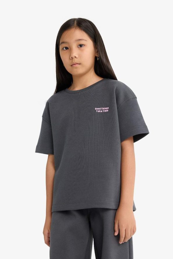 Girls' Short Sleeve Printed T-Shirt and Sweatpants Set