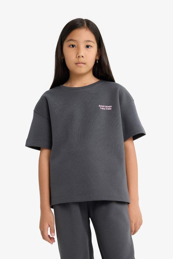 Girls' Short Sleeve Printed T-Shirt and Sweatpants Set