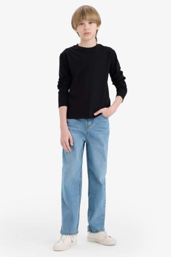 Boys' Basic Long Sleeve Crew Neck School T-Shirt
