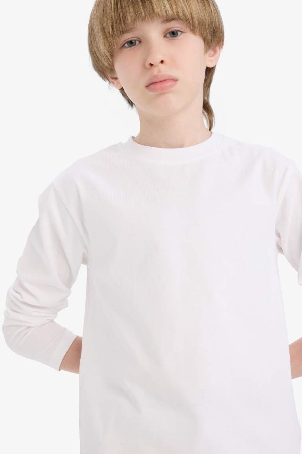 Boys' Basic Long Sleeve Crew Neck School T-Shirt