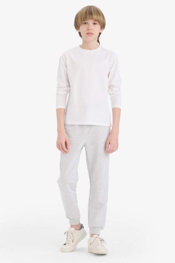 Boys' Basic Long Sleeve Crew Neck School T-Shirt